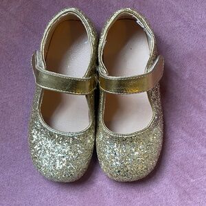 Glittery Gold US12 Shoes wide barefoot compromise-special occasions & dress up